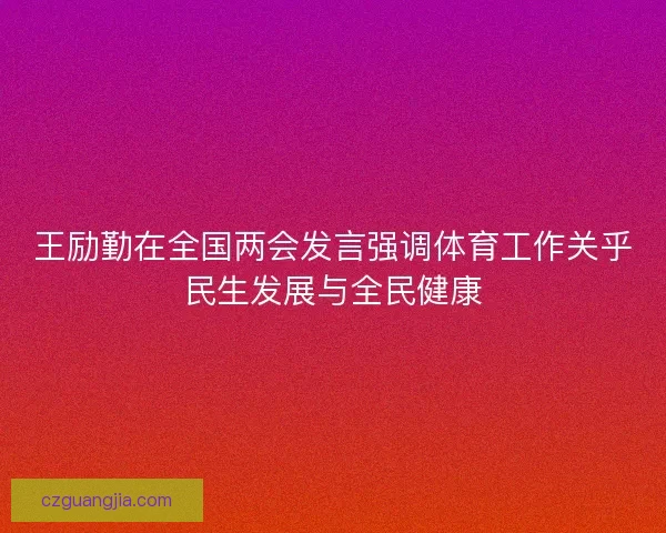 王励勤在全国两会发言强调体育工作关乎民生发展与全民健康